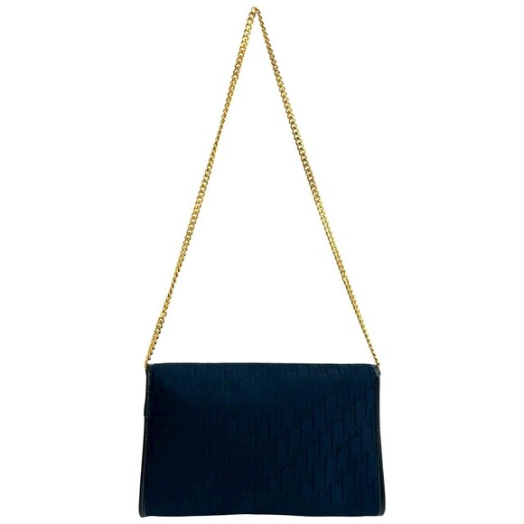 CHRISTIAN DIOR Blue Leather Trotter Shoulder Bag